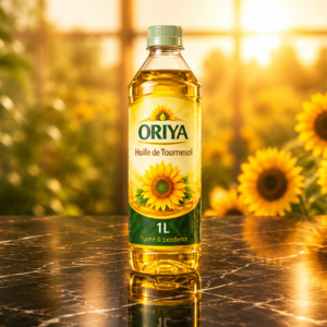 Bouteille d'huile de tournesol ORIYA 1 litre adaptée aux familles et à la cuisine quotidienne