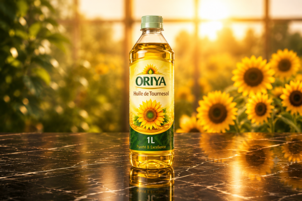 Huile de Tournesol ORIYA 1 Litre Bouteille d'huile de tournesol ORIYA 1 litre adaptée aux familles et à la cuisine quotidienne